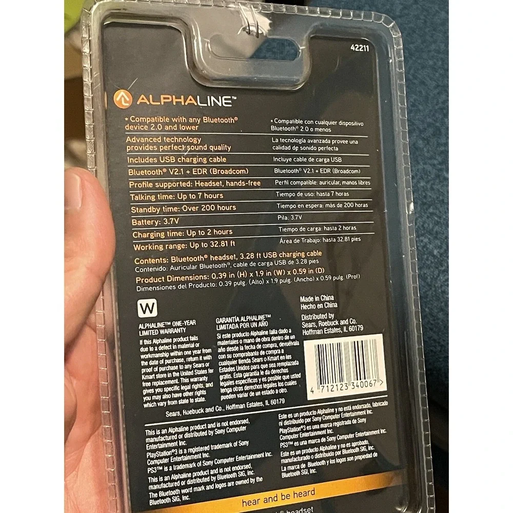AlphaLine 42211‎ Wireless Bluetooth Headset for PS3